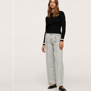 MANGO High-waist wide leg jeans with seams NWT